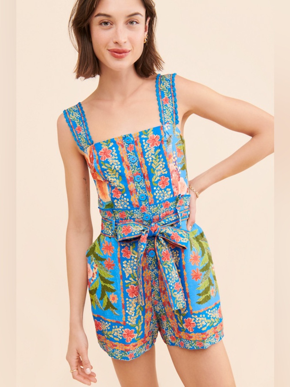 Farm Rio Stitched Garden Romper size Medium